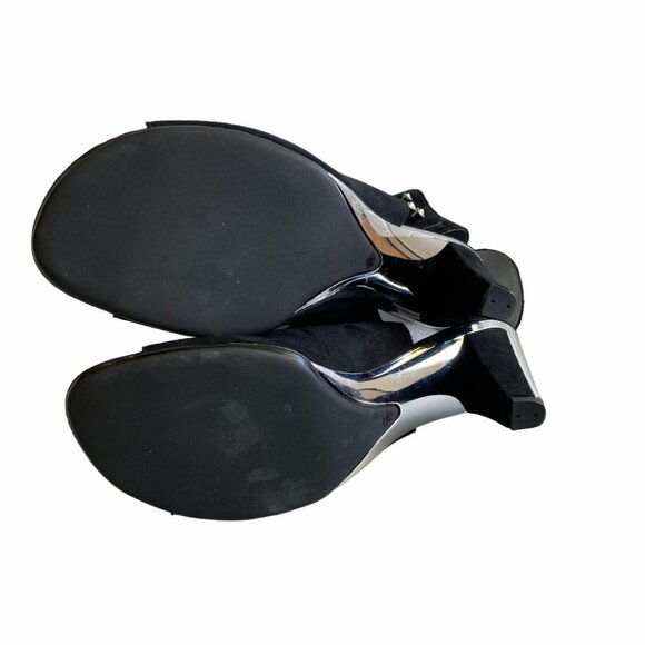 Onex Leather Tuxedo Heeled Sandal Black Sz 9/9.5 - Picture 9 of 15